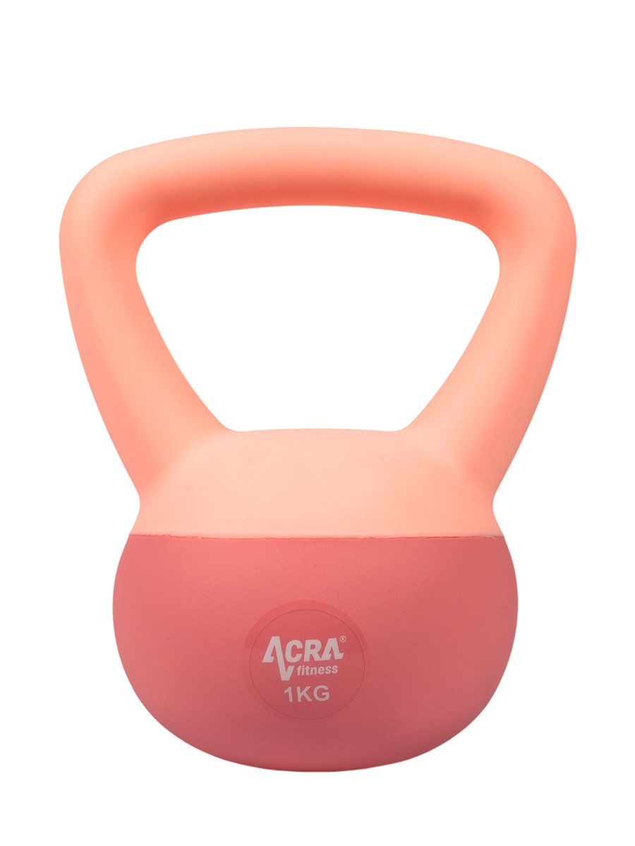 ACRA Kettlebell z miękkiego PVC 1 kg, różowy