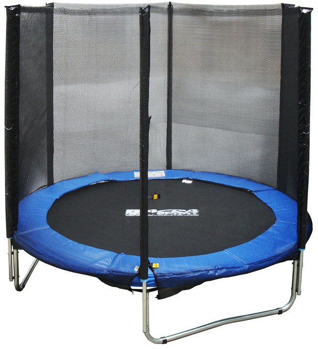 Trampolina z siatką zabezpieczającą 244 cm, trampolina z drewnianą ramą