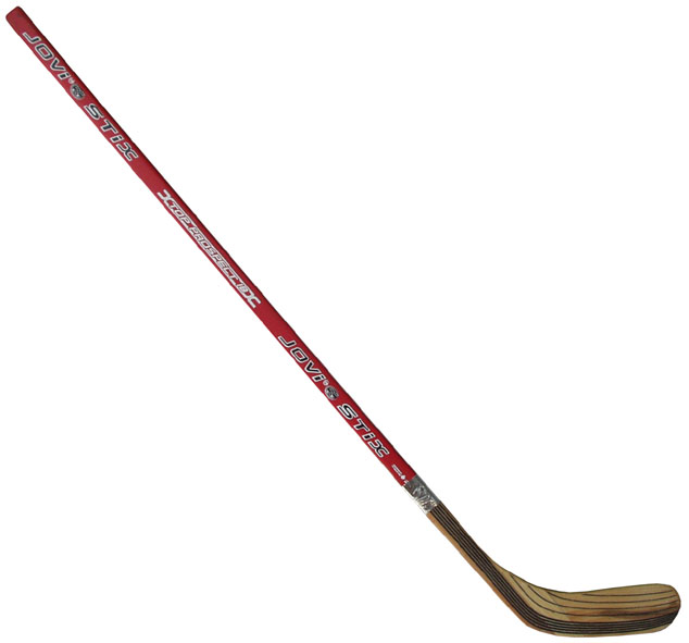 Kij hokejowy Jovi Stix 145 cm, drewniano-laminowany, dla leworęcznych – czerwony