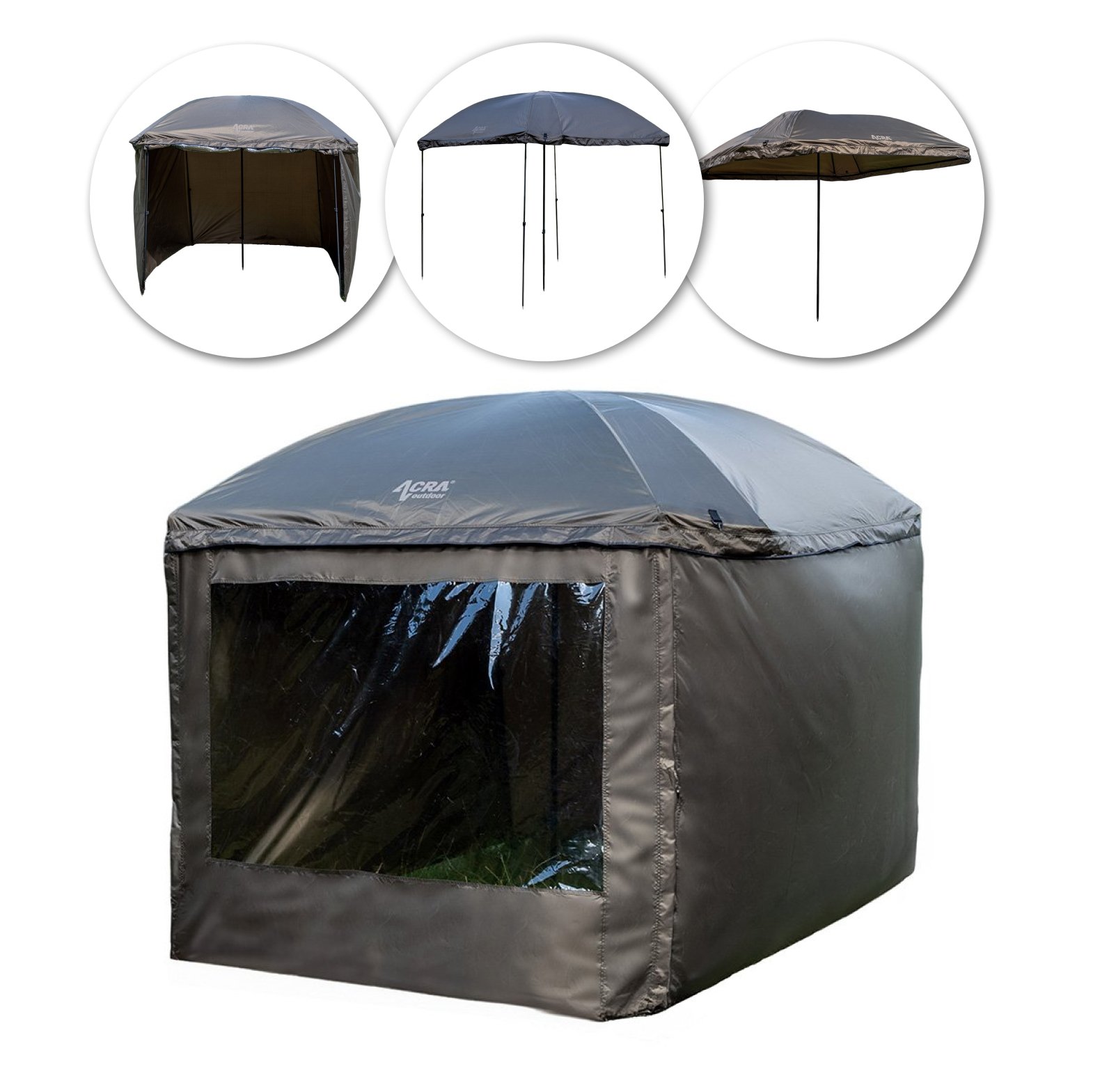 ACRA Outdoor Shelter XXL, parasol o średnicy 300 cm z bocznymi osłonami i drążkami stabilizującymi