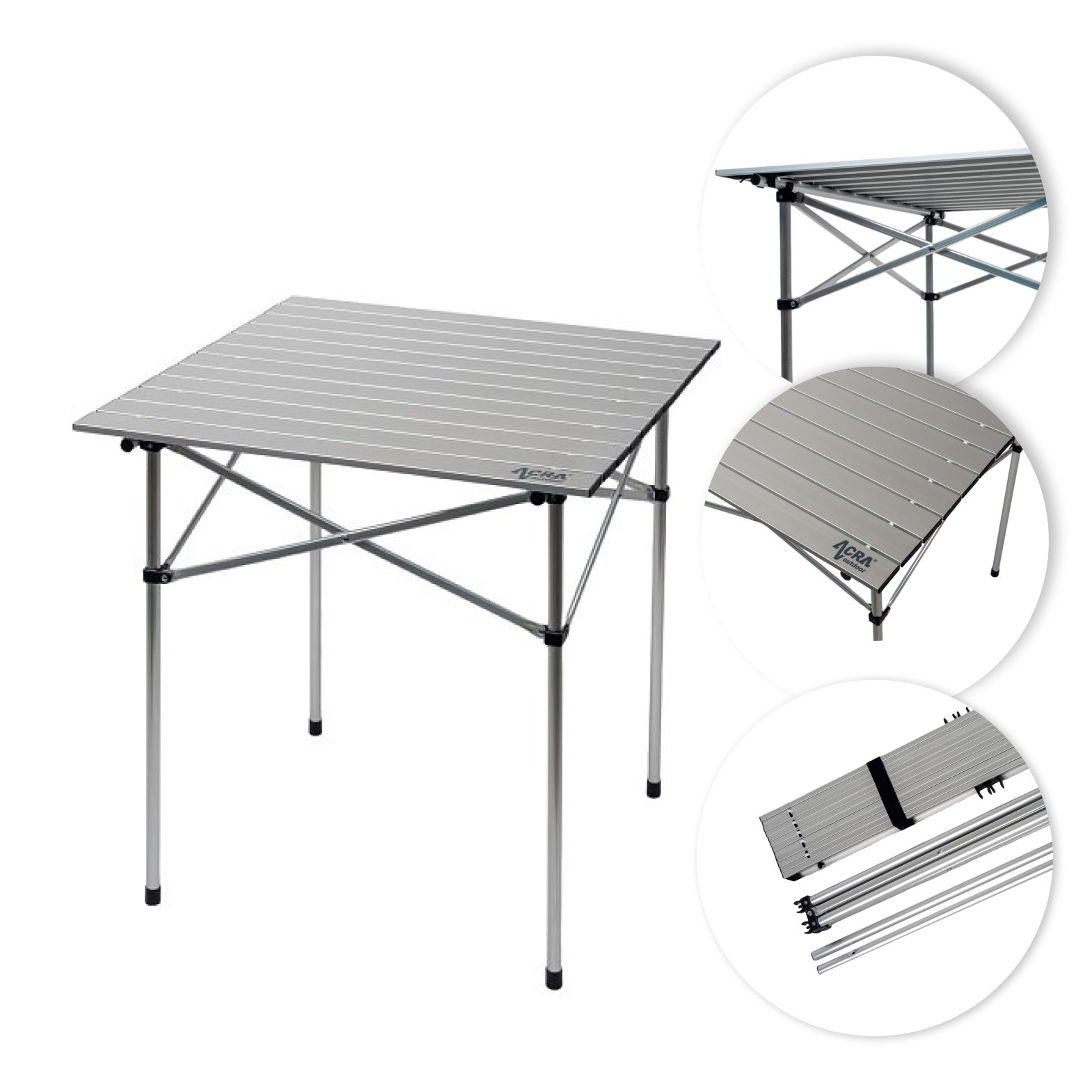 Składany stół kempingowy Acra C3S – aluminium 70x70x70 cm