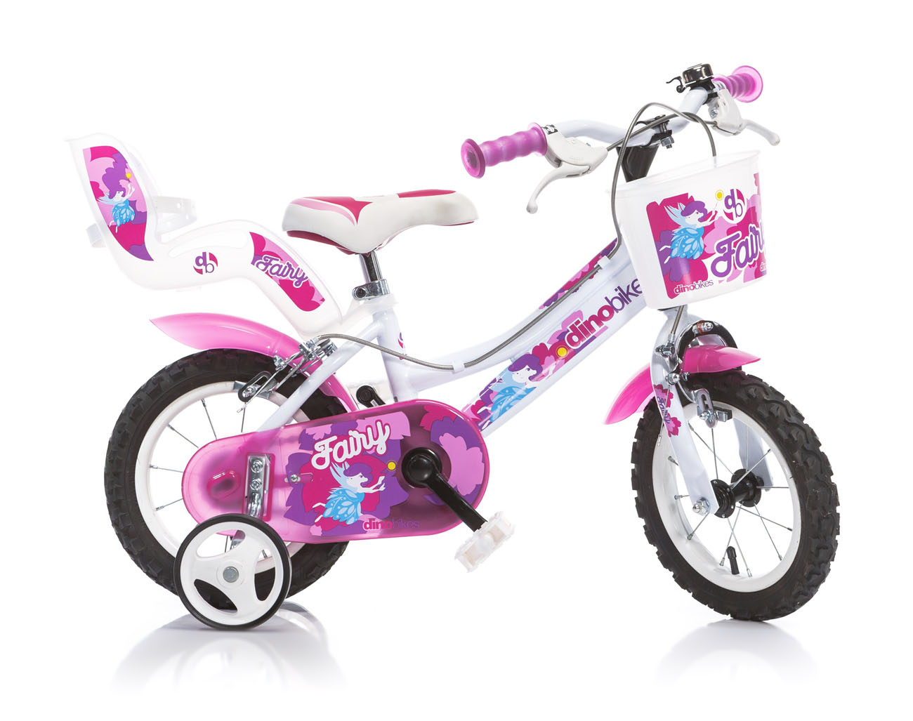 Dino 126 Fairy biała + różowy nadruk 12"