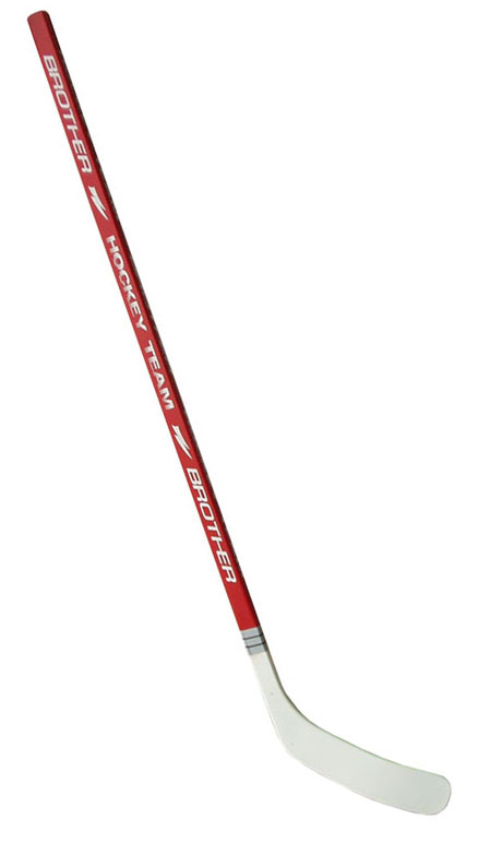 Kij hokejowy z tworzywa sztucznego z okleiną, 147 cm – prawy – czerwony