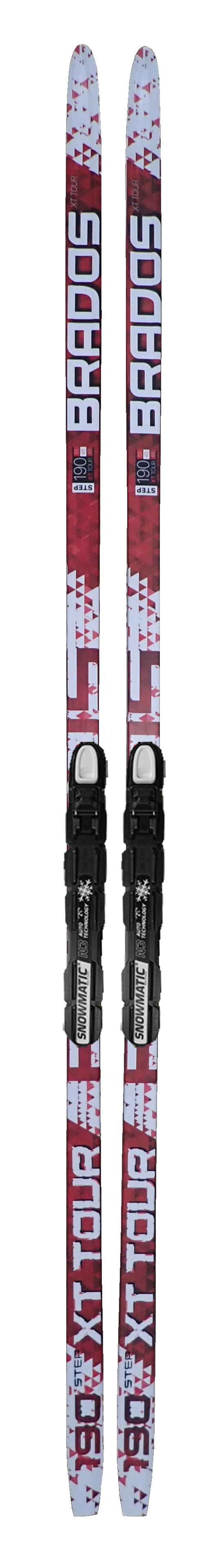 Narty biegowe typu łuskowego Brados XT Tour z wiązaniami NNN, czerwone, 205 cm
