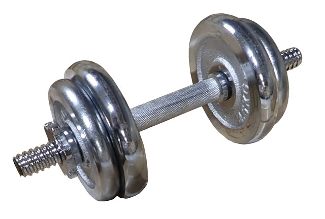 ACRA Sztanga jednoręczna z obciążnikami, chromowana, 10 kg
