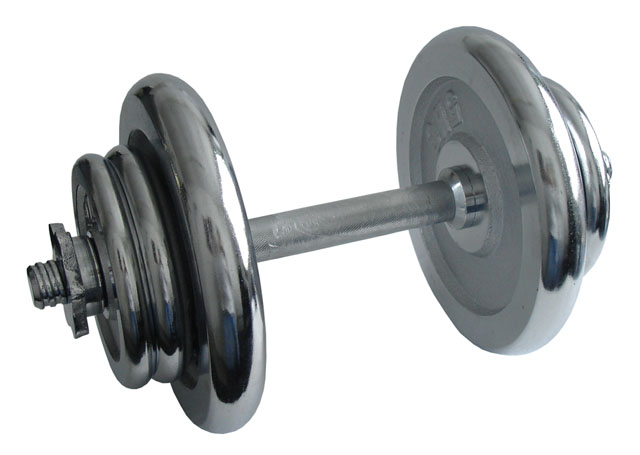 ACRA Sztanga jednoręczna z obciążnikami, chromowana, 17 kg – 25 mm