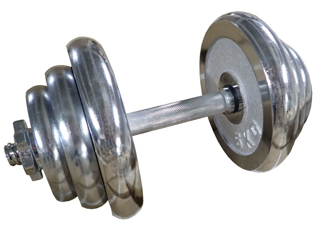 ACRA Sztanga jednoręczna chromowana z możliwością regulacji obciążenia 20 kg – 25 mm
