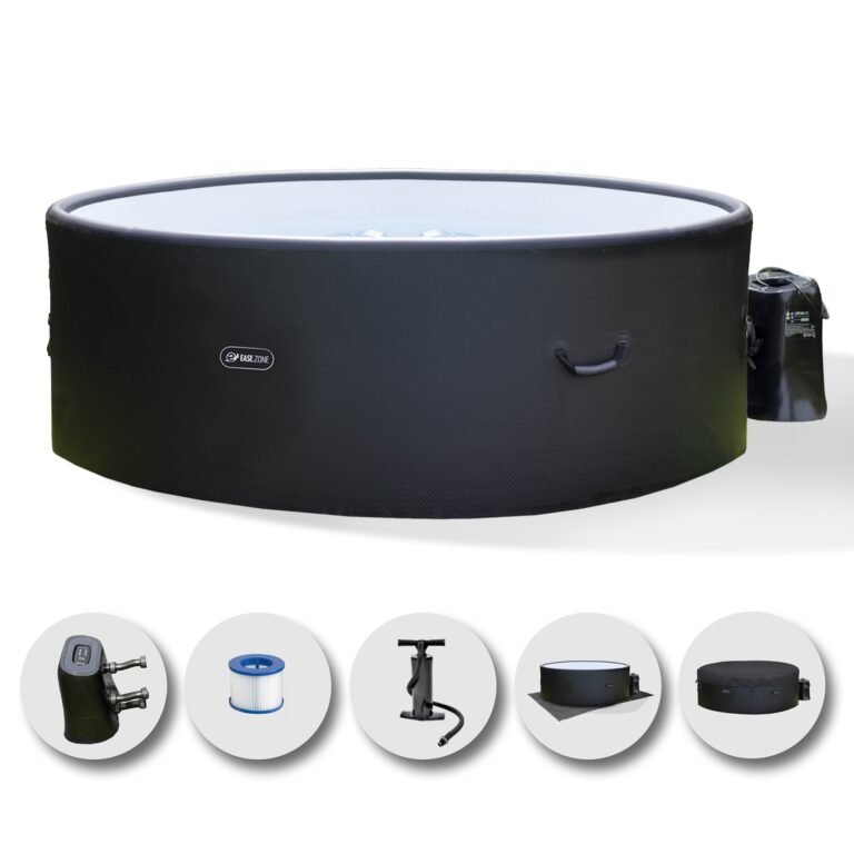 Okrągła wanna z hydromasażem EASE.ZONE Drop-Stitch na 4–6 osób z zewnętrzną pompą
