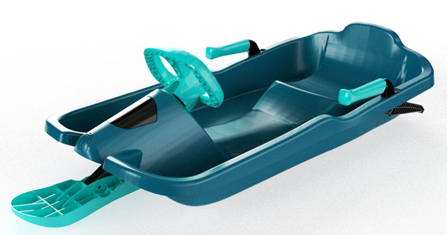 Plastkon – sanki Skipper z kierownicą A2035/3 – zielone
