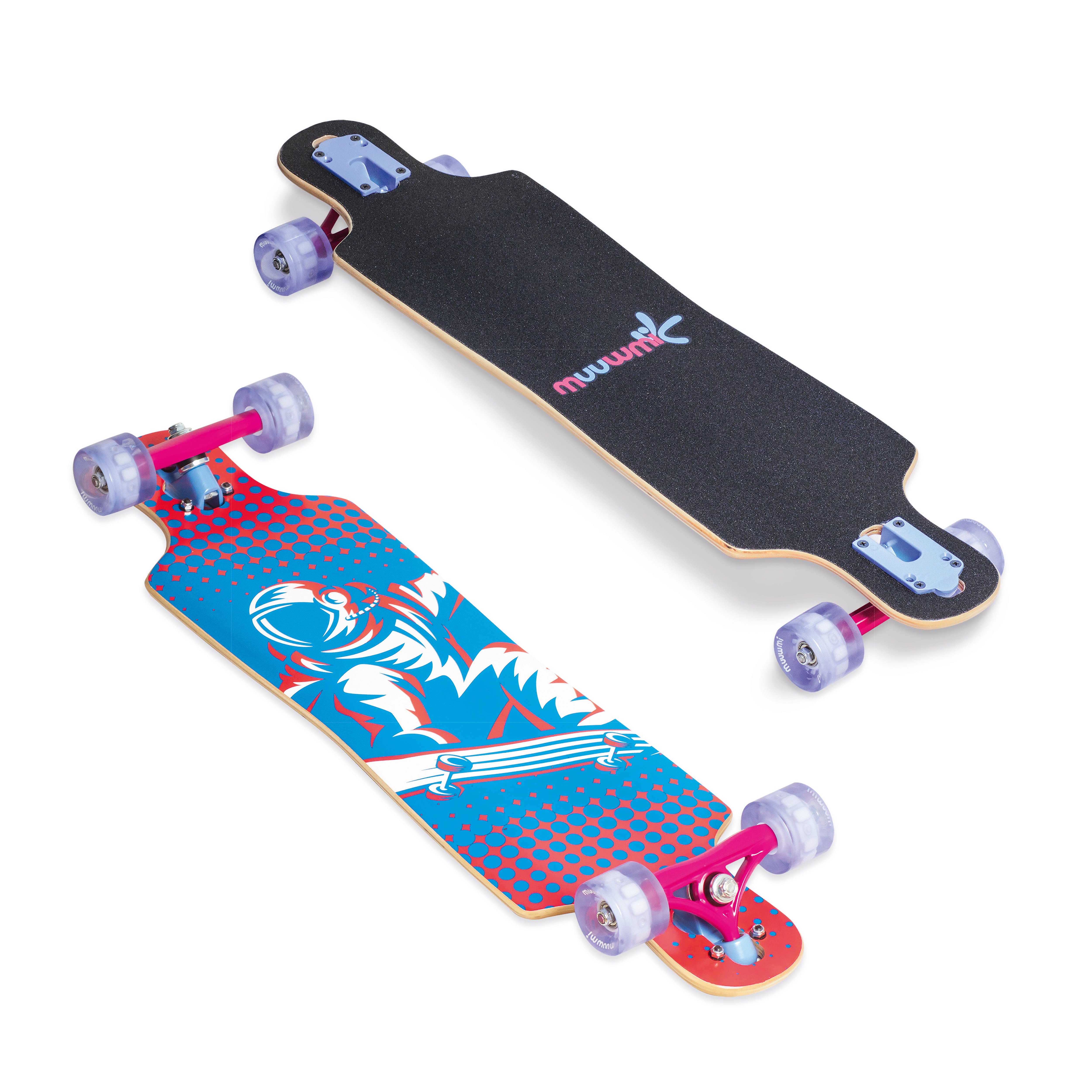 Muuwmi Longboard Compact ABEC 7 SPACE, z świecącymi kółkami