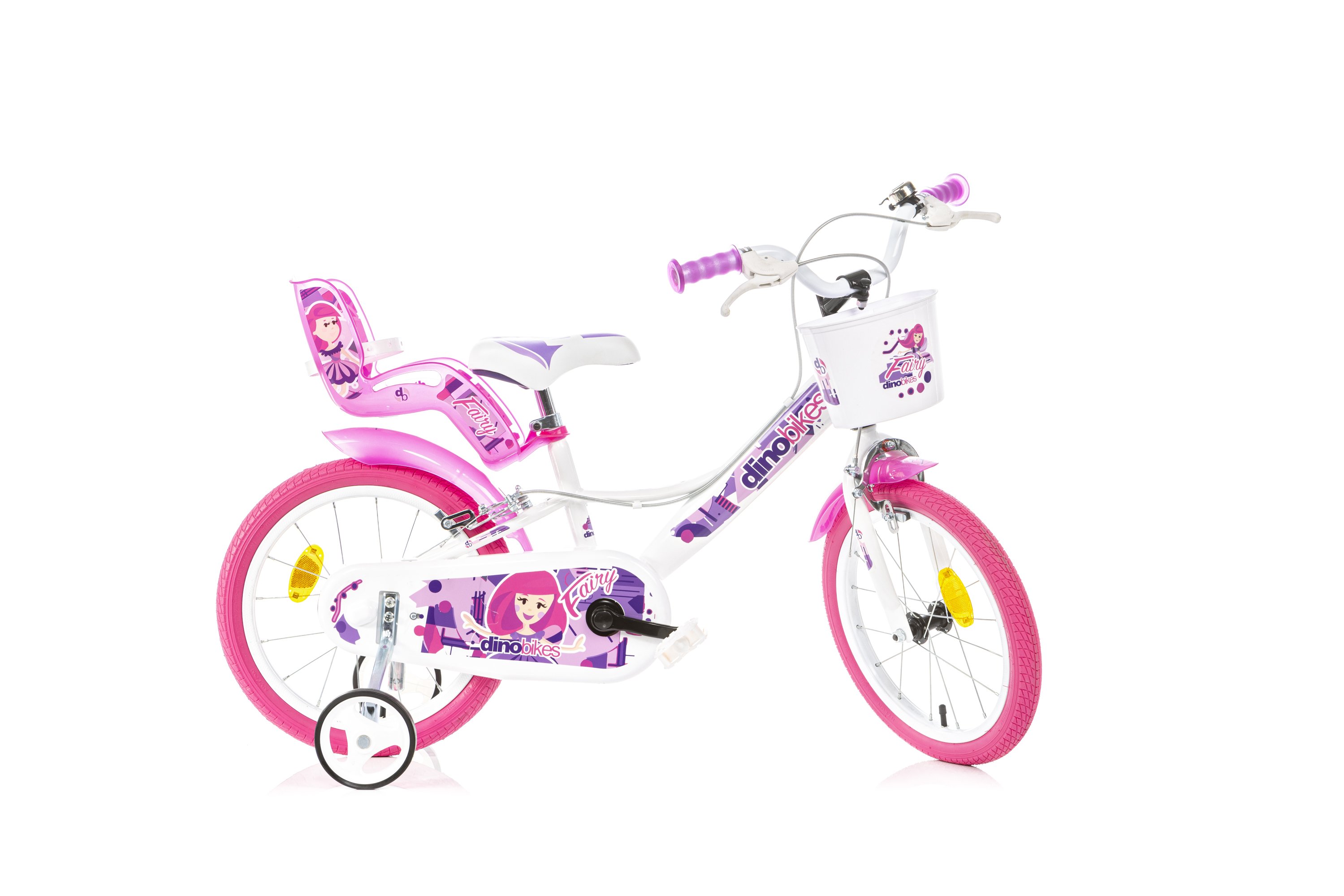 Rower dziecięcy Dino bikes FAIRY z biało-różowym nadrukiem, 16"