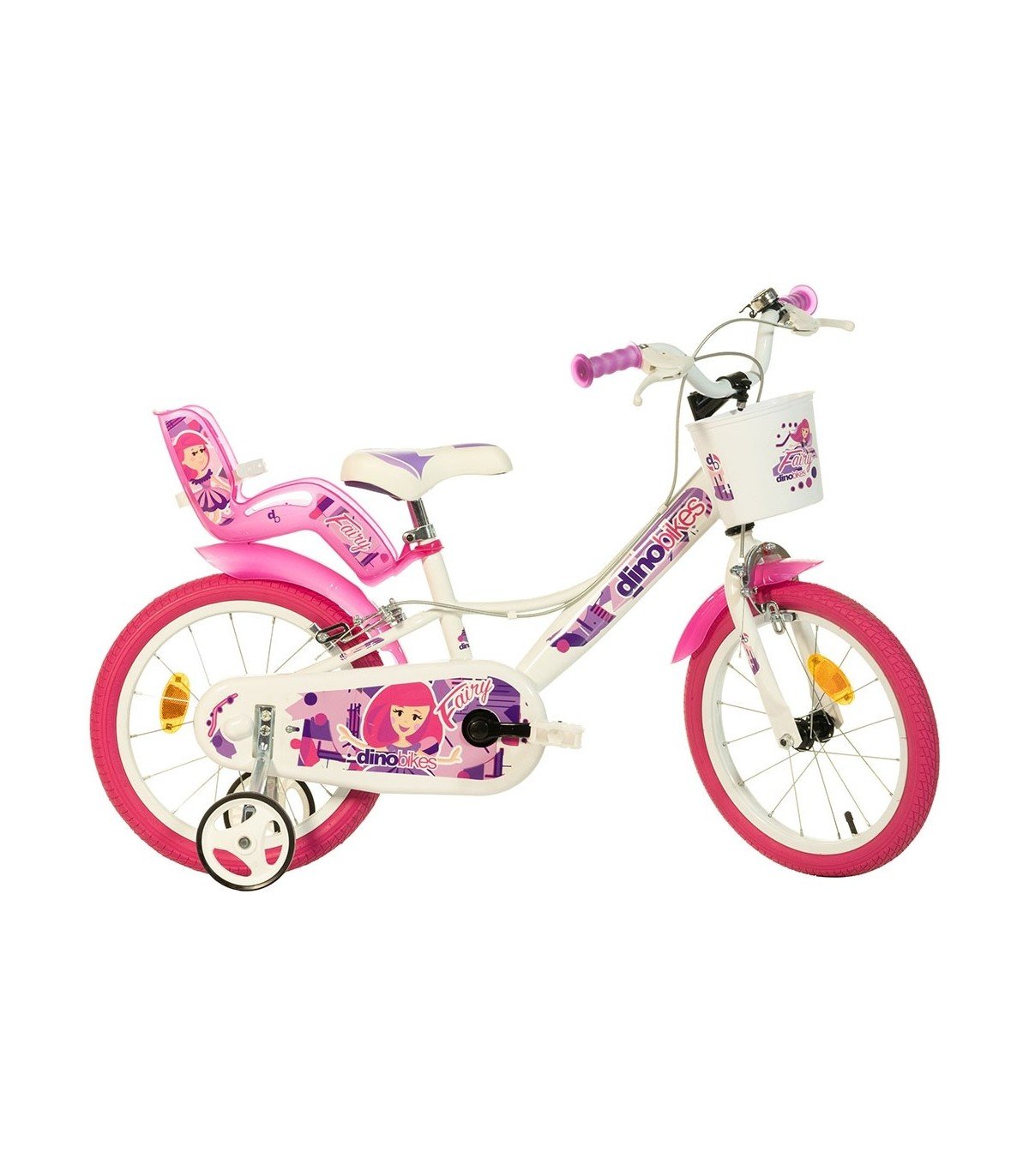 Rower dziecięcy Dino Bikes 16" w kolorze białym z różowym nadrukiem