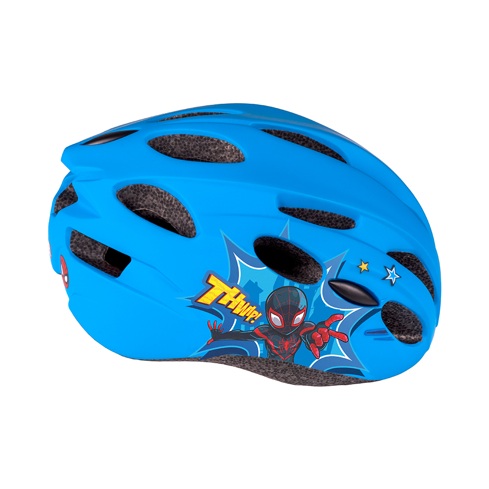 Kask rowerowy Spiderman, niebieski, rozmiar M (52–56 cm), technologia IN-MOLD